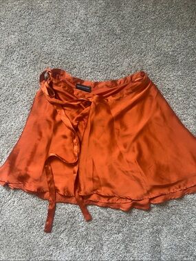 Urban Outfitters Rust Orange Satin-Like Wrap Around Mini Skirt XS